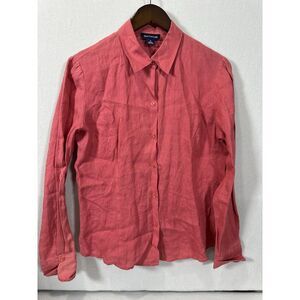 Ann Taylor Blouse 8‎ 100% Linen Coral